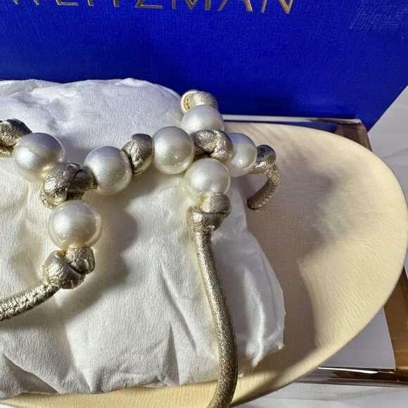 Stuart Weitzman Sandals Womens Size 9 Pearl Knot Demi Wedge Thong - Picture 3 of 14